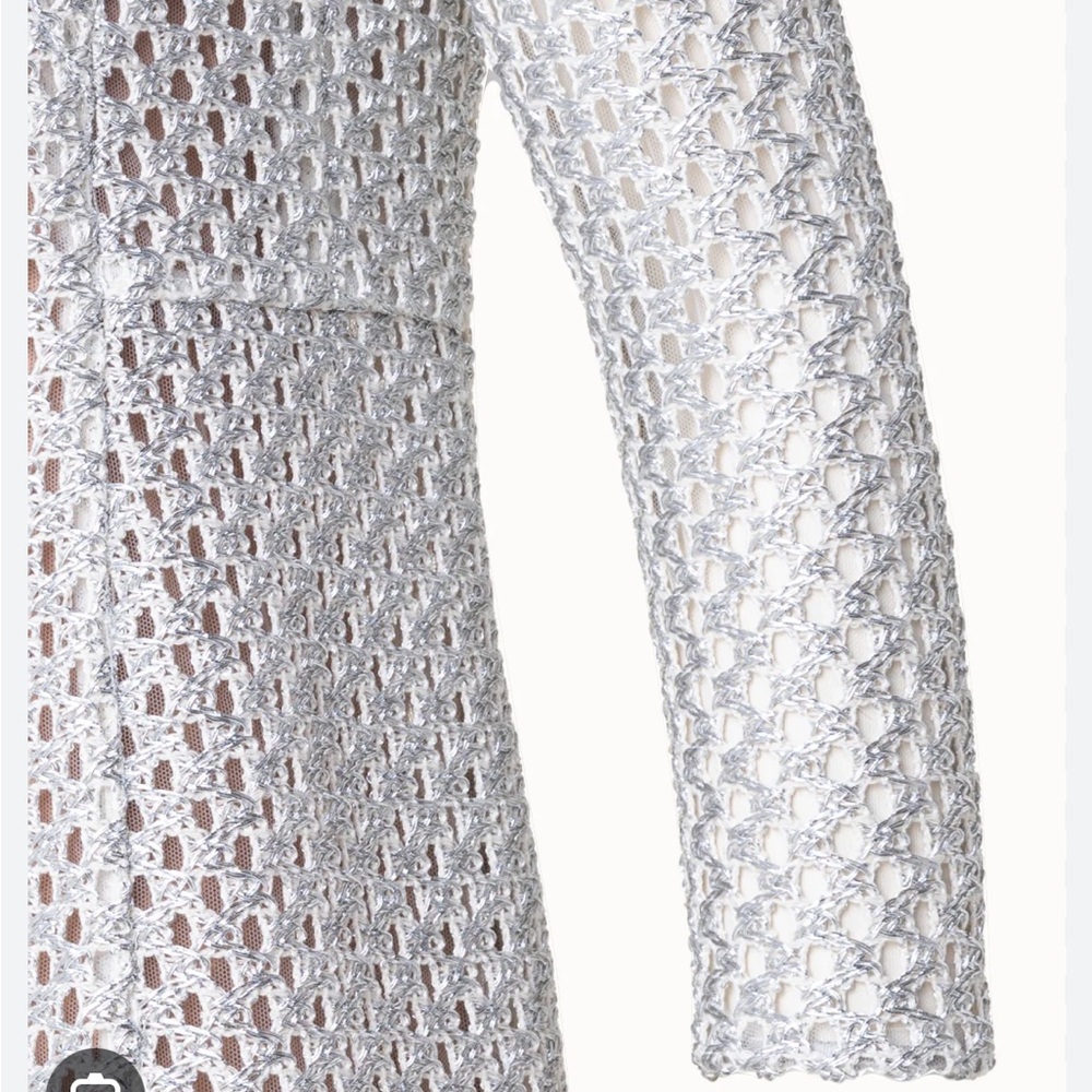 Brand New Silver Metallic Open Knit Dress with matching tank